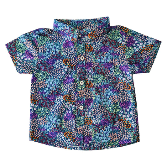 Boy's Collar Shirt - Purple Floral