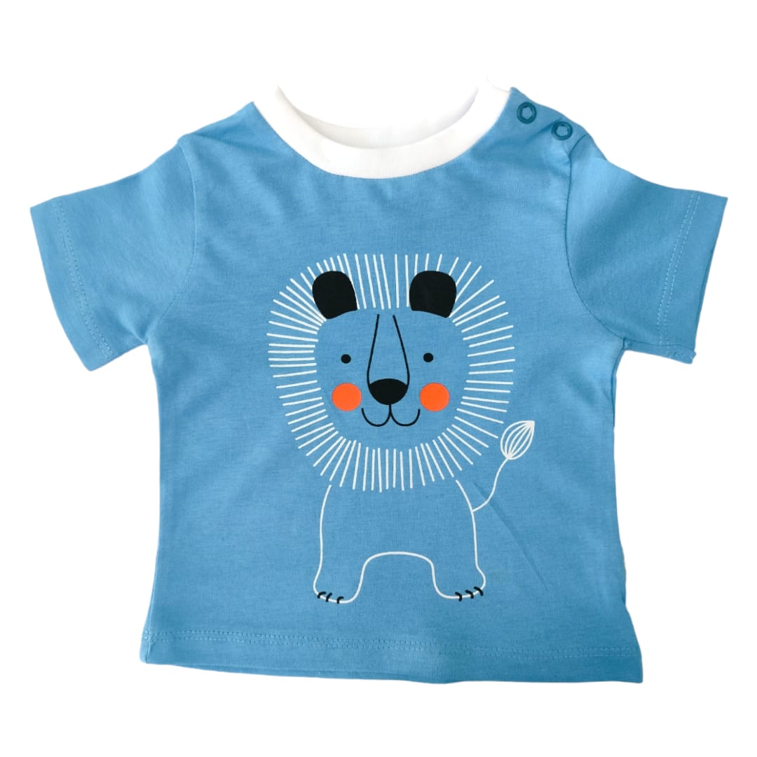 Boy's T Shirt = Blue Lion Printed