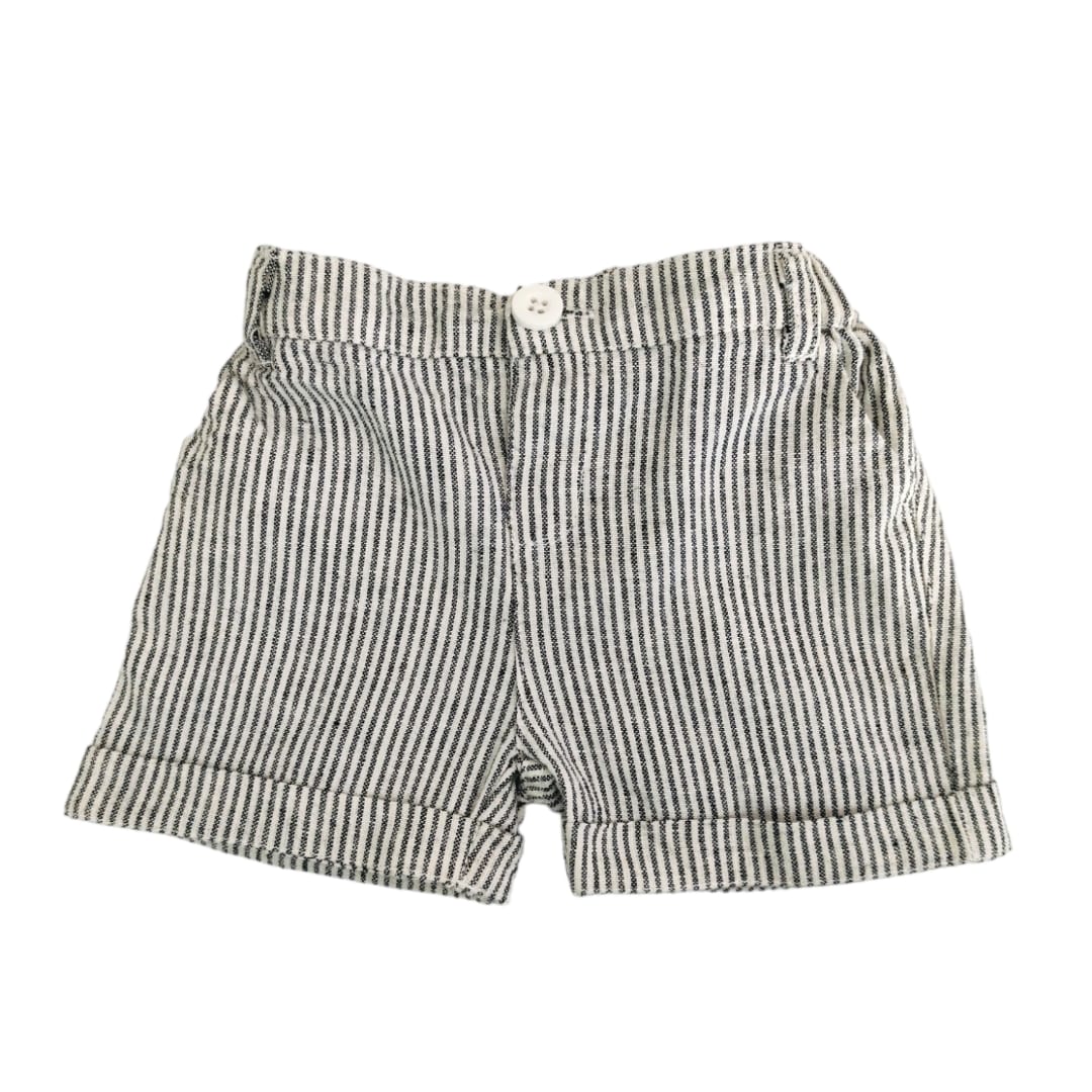 Boy's Linen Short - Black Striped