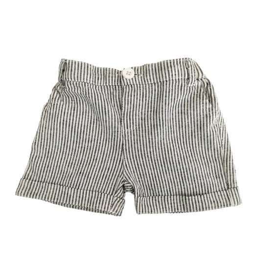 Boy's Linen Short - Black Striped