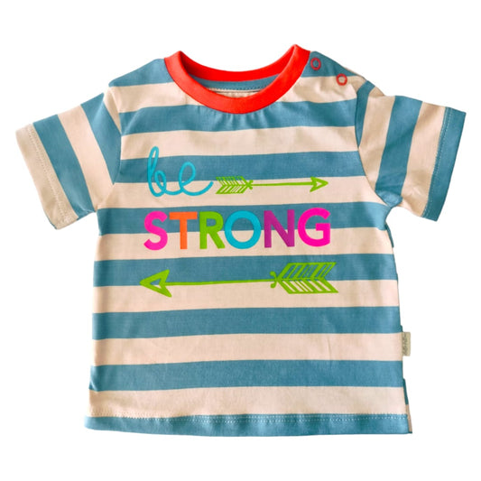 Baby "Be Strong" Stripe T Shirt - Blue