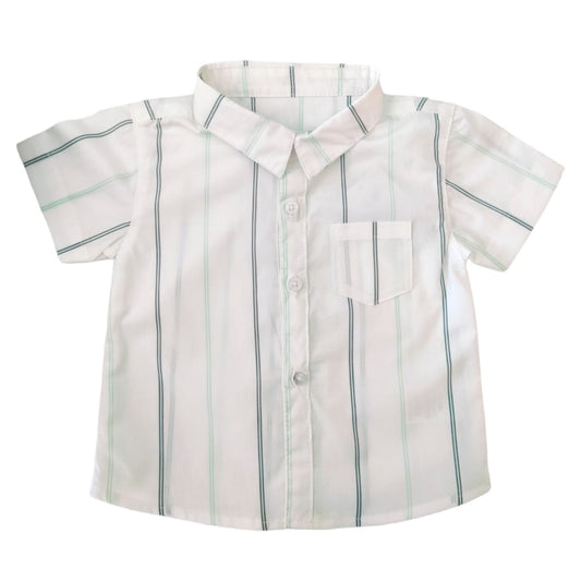 Boy's Collar Shirt - White Striped