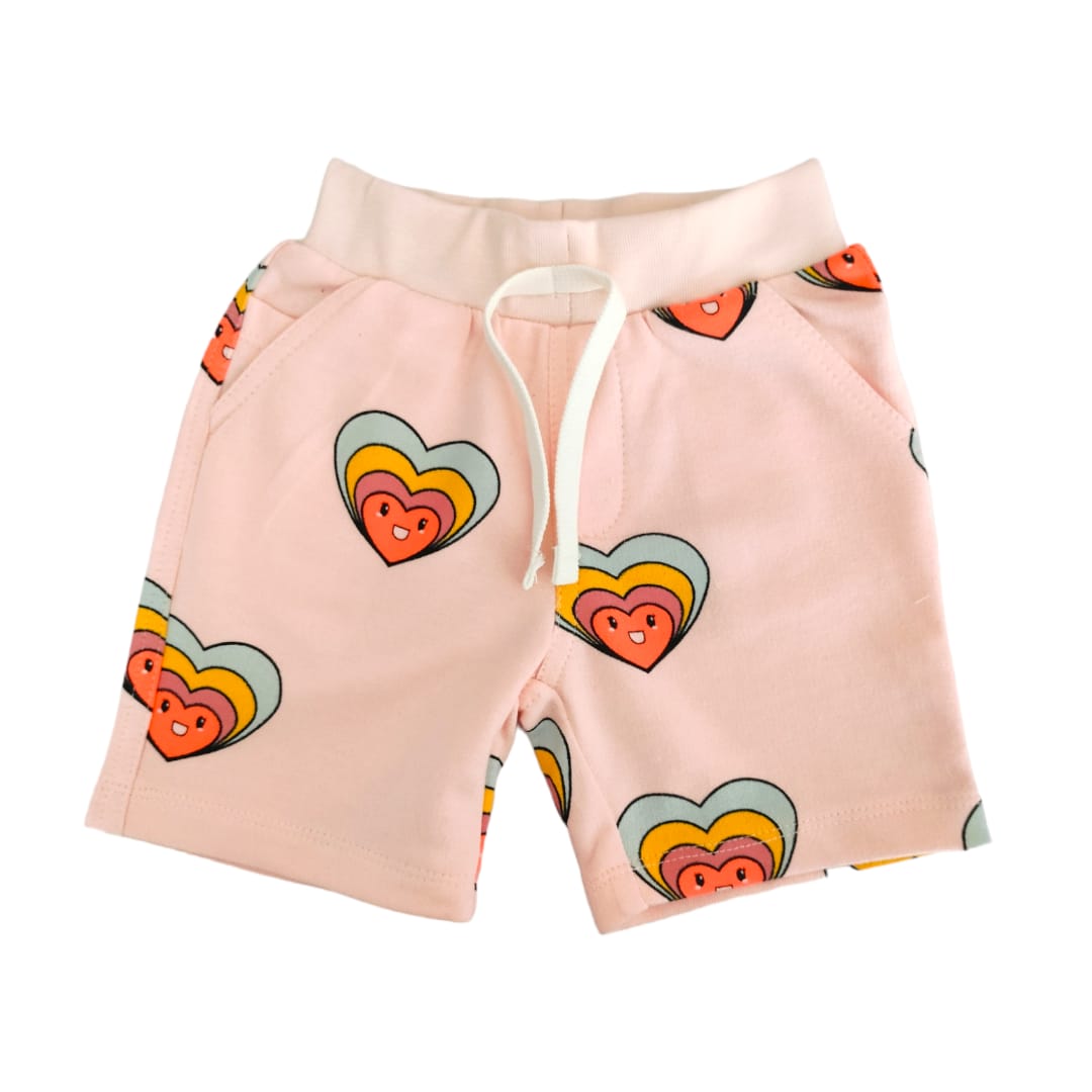 Boy's Rib Short - Heart Printed