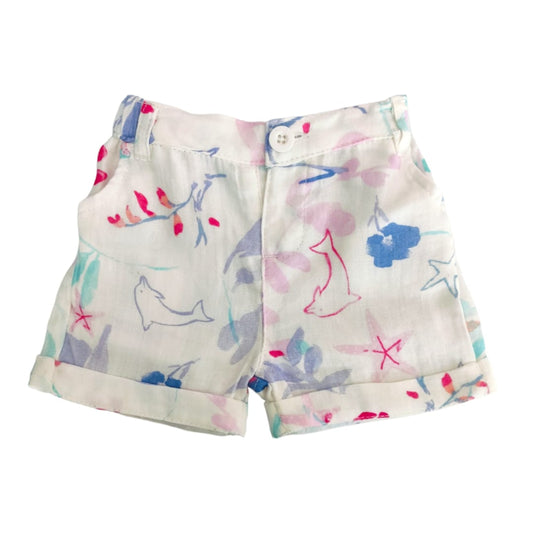 Boy's White Short - Dolphin Printed