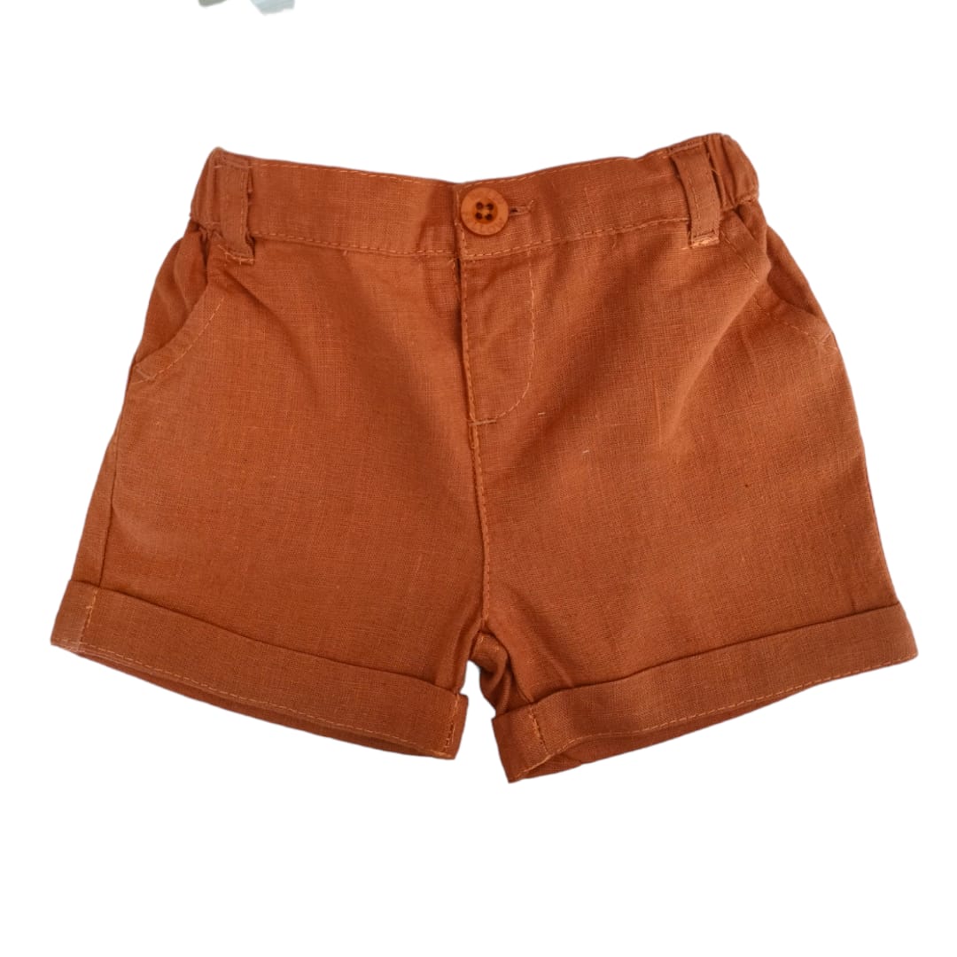 Boy's Linen Short - Dark Brown