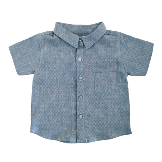 Boy's Collar Short Sleeve Shirt - Blue
