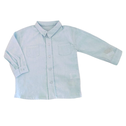 Boy's Long Sleeve Shirt - Light Blue Two Pockets