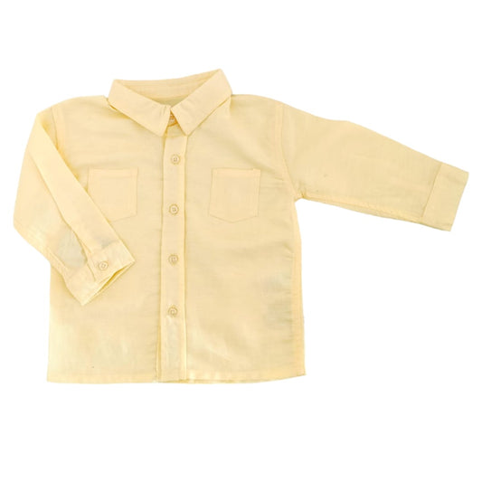 Boy's Long Sleeve Shirt - Yellow Two Pockets