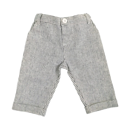 Boy's Linen Pant - Black Striped
