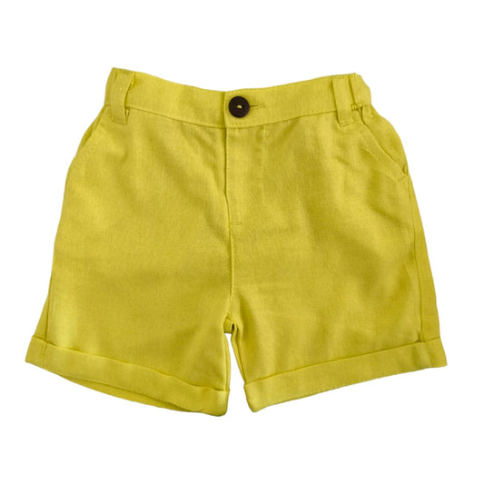 Boy's Linen Short - Lemon Yellow