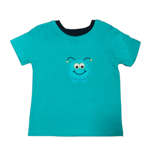 Boy's T Shirt - Aqua Blue Embroidered