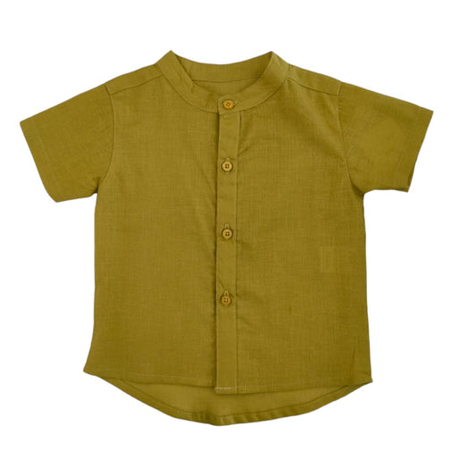 Boy's Chinese Collar Shirt - Olive Green