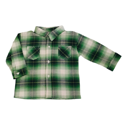 Boy's Check Long Sleeve Collar Shirt - Green