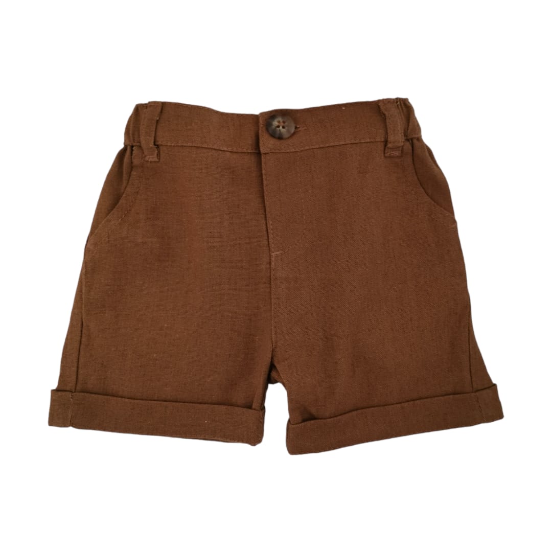Boy's Linen Short - Dark Brown