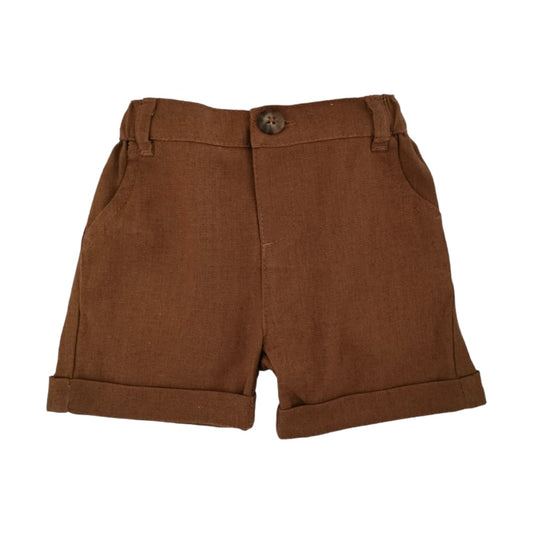 Boy's Linen Short - Dark Brown
