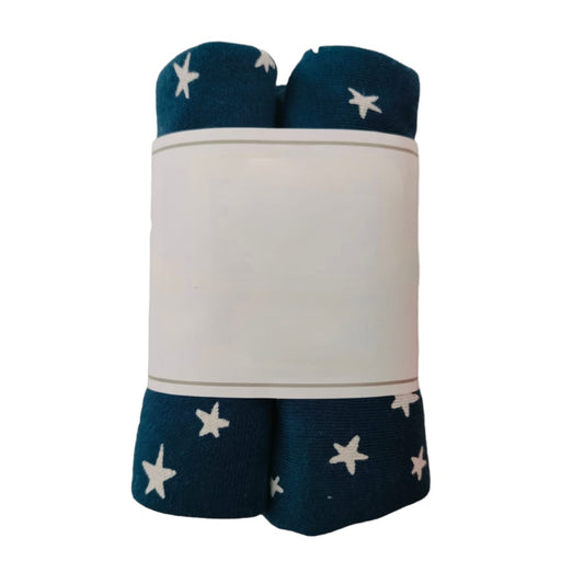 Baby Wash Cloth Pack - Blue Star Printed