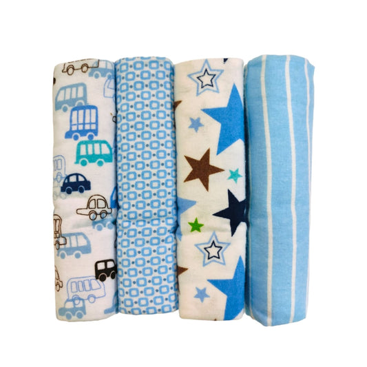 Baby Receiving Blankets - Printed Blue Mix