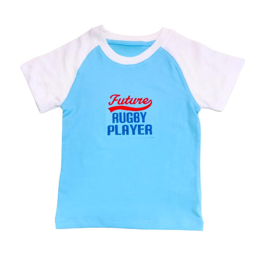 Boy's Light Blue T Shirt - "Future Rugby Player Embroided"
