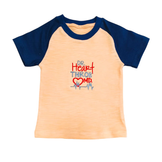 Boy's T Shirt - Orange "Dr Heart Throb" Embroidered