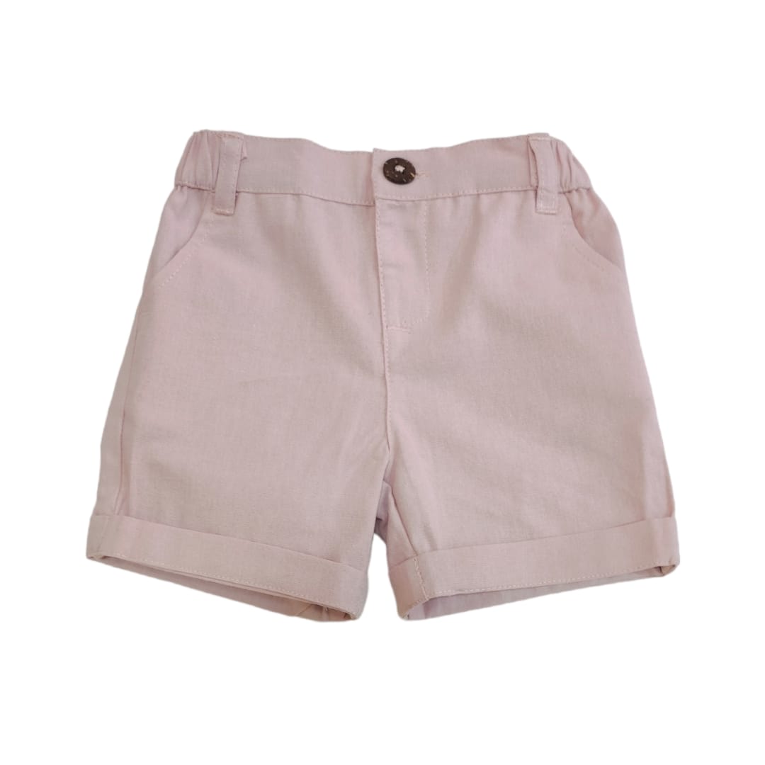 Boy's Linen Short - Pink Blush