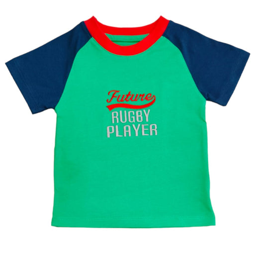 Boy's T Shirt - Green "Future Rugby Player"