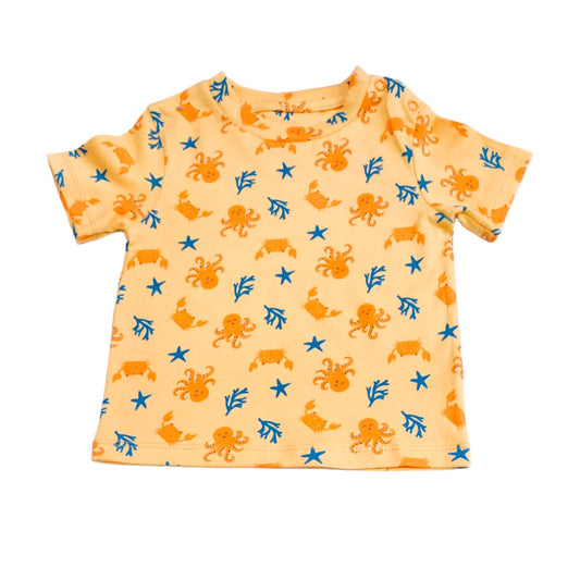 Boy's T Shirt - Orange Octopus Printed