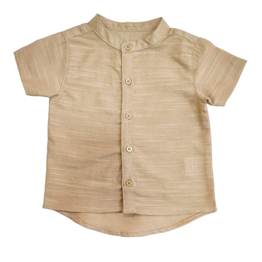 Boy's Chinese Collar Shirt - Sand Brown