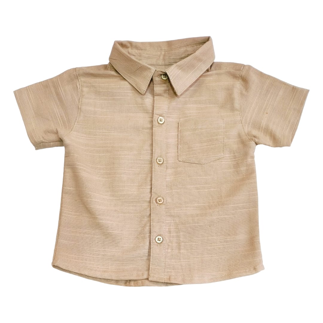 Boy's Collar Shirt - Sand Brown