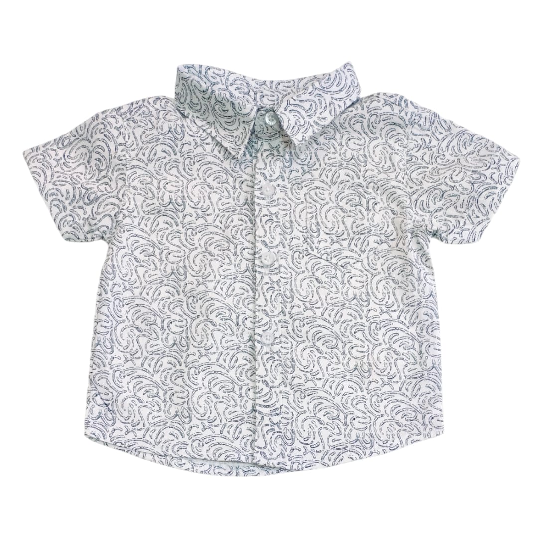 Boy's Collar Shirt - White Floral