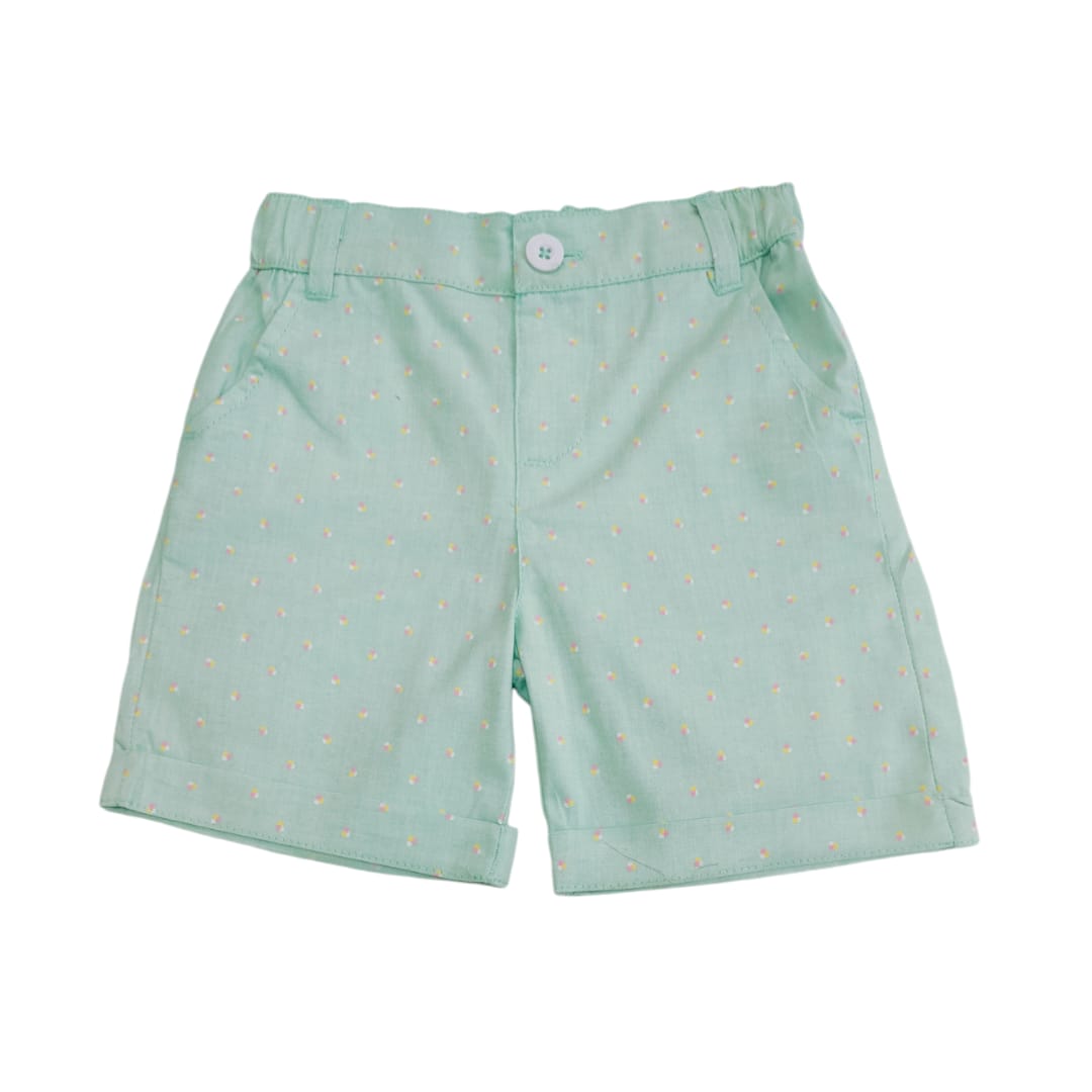 Boy's Short - Green Three Dot Printed