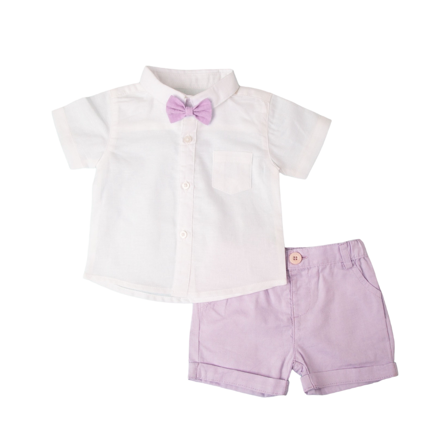 White Shirt & Purple Short with Bow