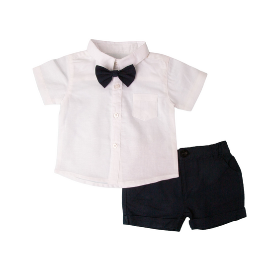 White Shirt & Black Short with Bow