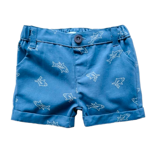 Dark Blue Short - Shark Printed