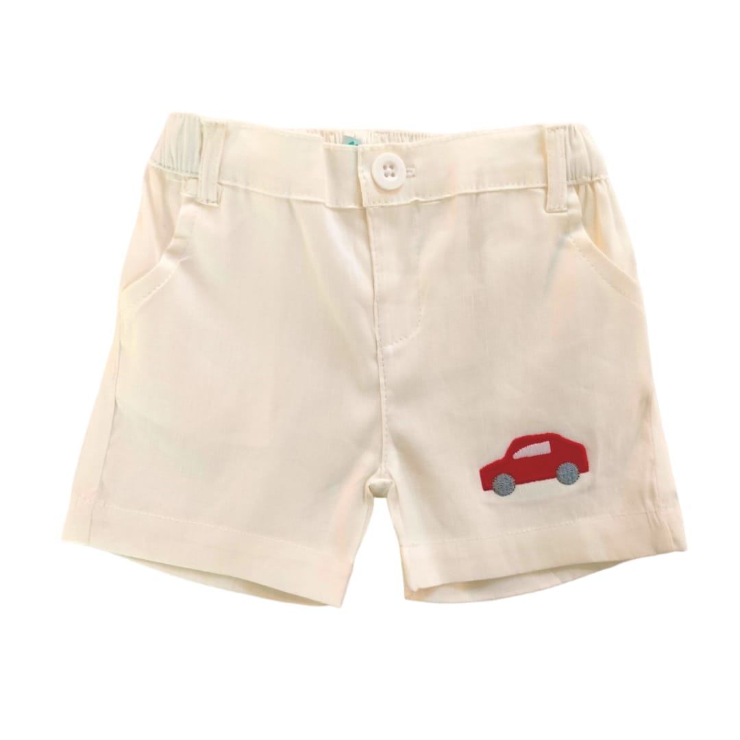 Car Embroidered Short - Off White
