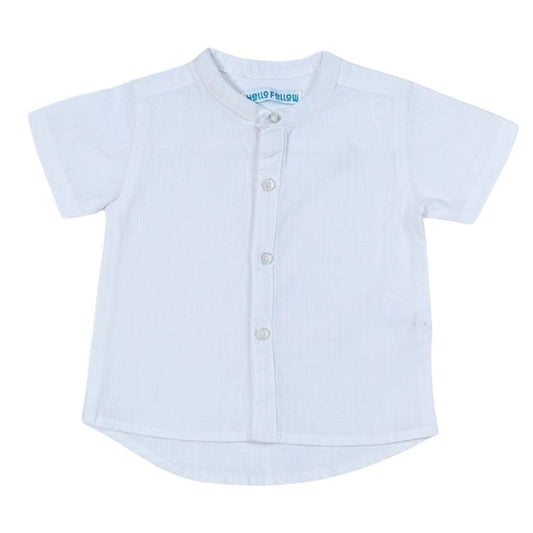 Baby Boy Chinese Collar Shirt - White