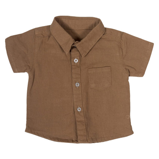 Boy's Collar Shirt - Plain Brown