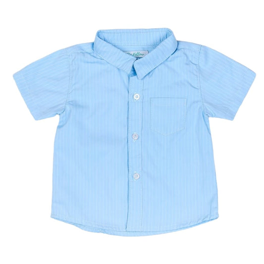 Down Striped Short Sleeve Shirt - Blue