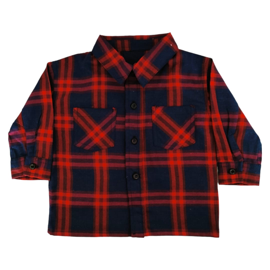 Boy's Long Sleeve Check Shirt - Red