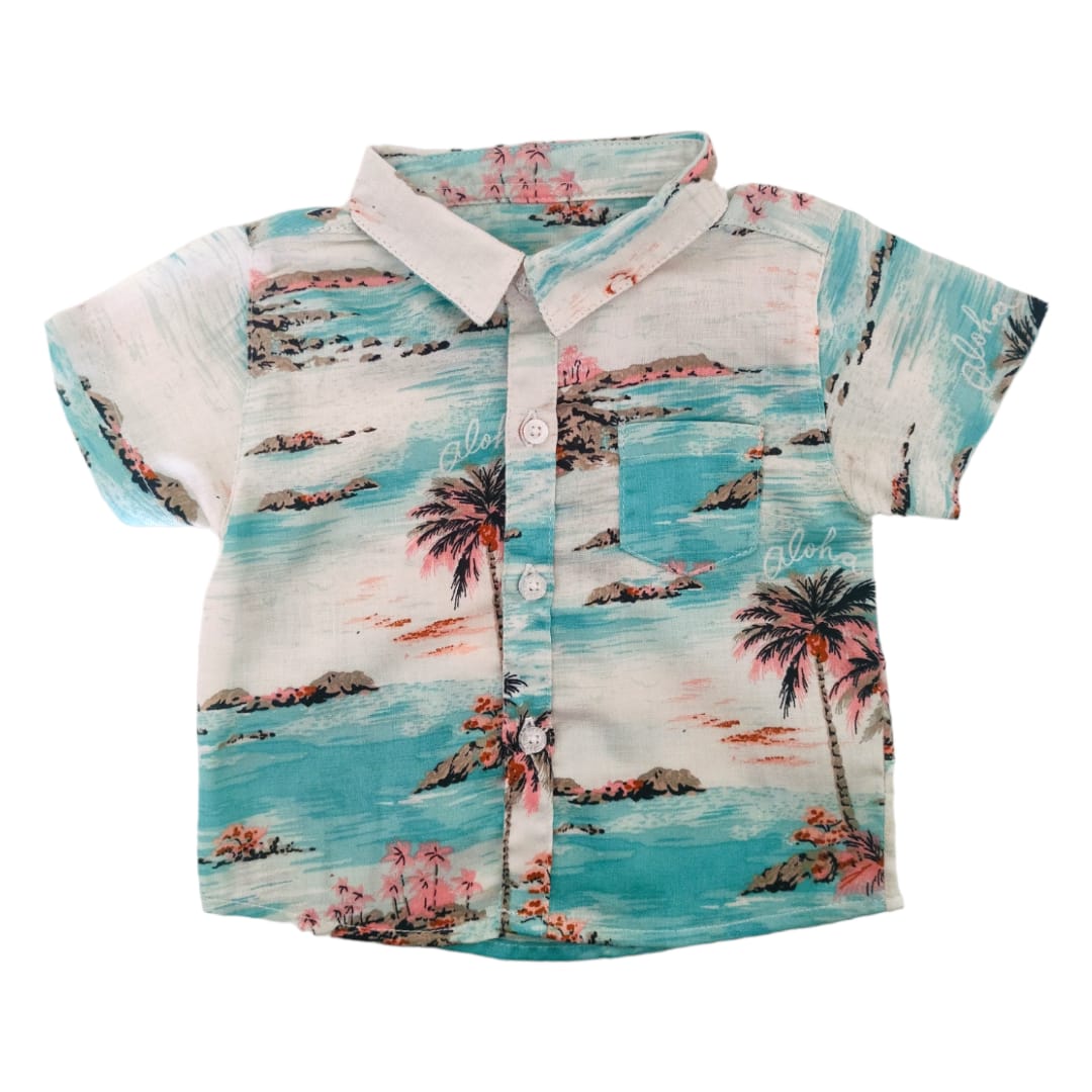 Boy's Collar Shirt - Beach Theme