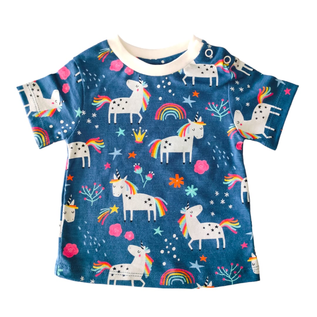 Boy's T Shirt - Blue Unicorn Printed
