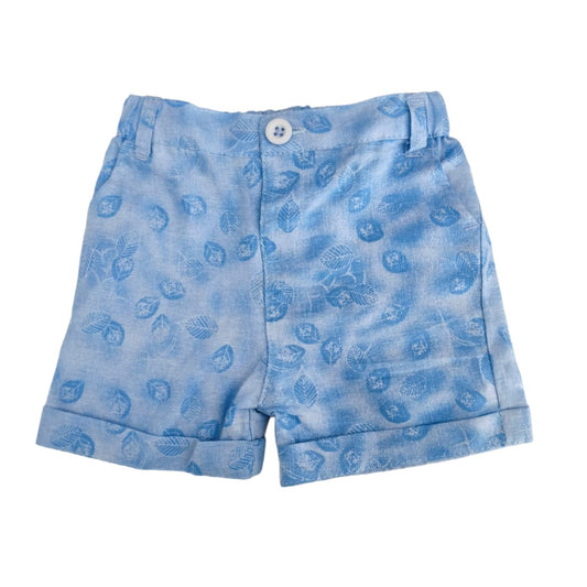 Boy's Blue Short - Leaf Printed