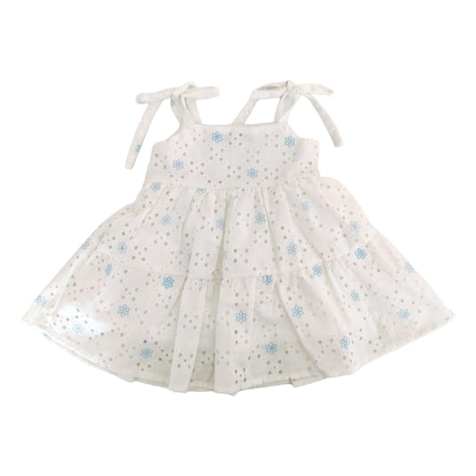 Baby Girl's Strapped Dress - White Printed