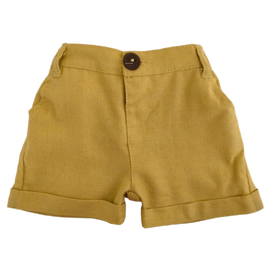 Boy's Linen Short - Dark Yellow