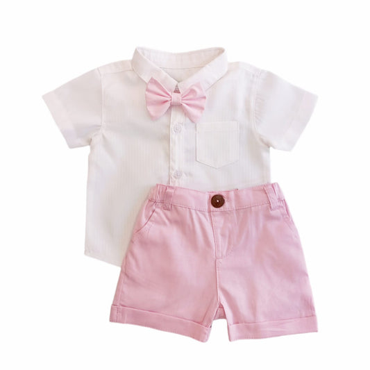 White shirt & Pink short with Bow