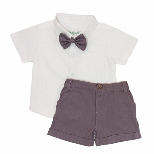 White shirt & Brown short with Bow
