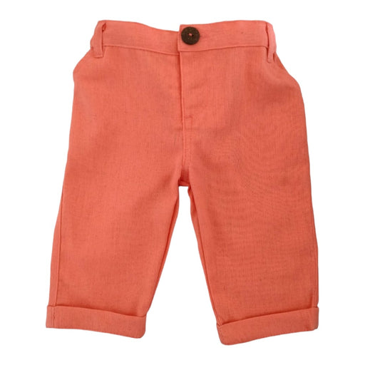 Boy's Linen Pant - Orange Mixed