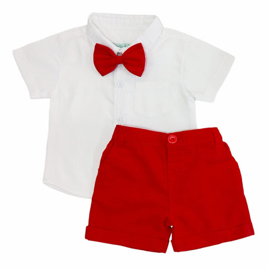 White shirt & Red short with Bow
