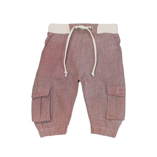 Boy's Linen Cargo Pant - Red