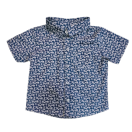 Boy's Collar Shirt - Blue Printed