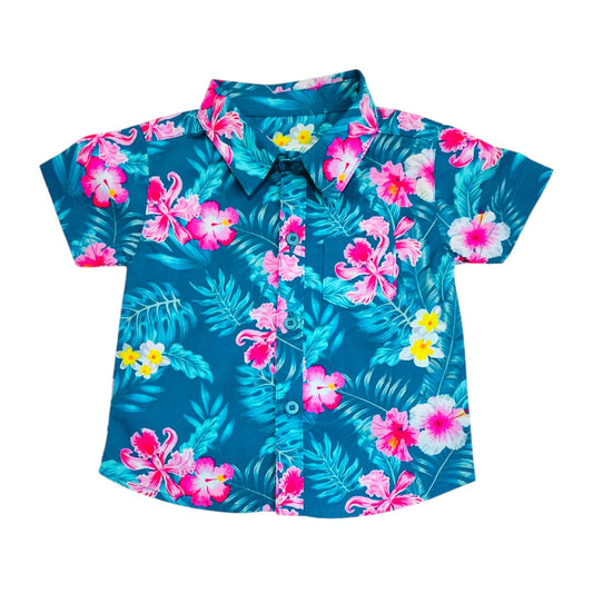 Boy's Collar Shirt - Floral Printed